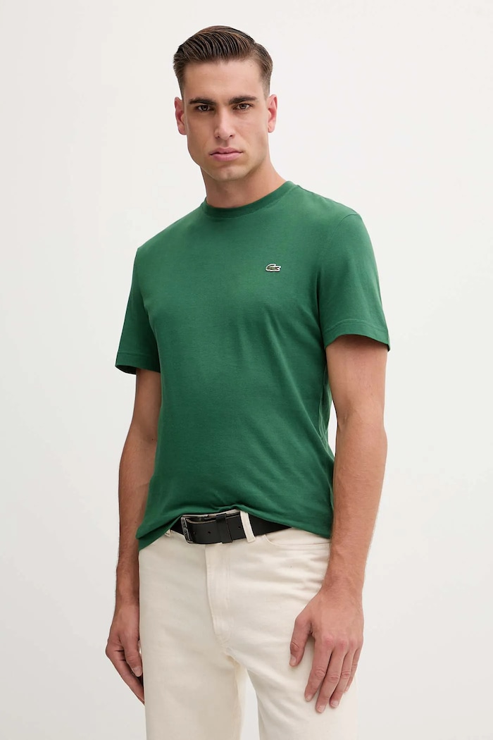 Lacoste tricou bărbătesc din bumbac uni verde TH2038
