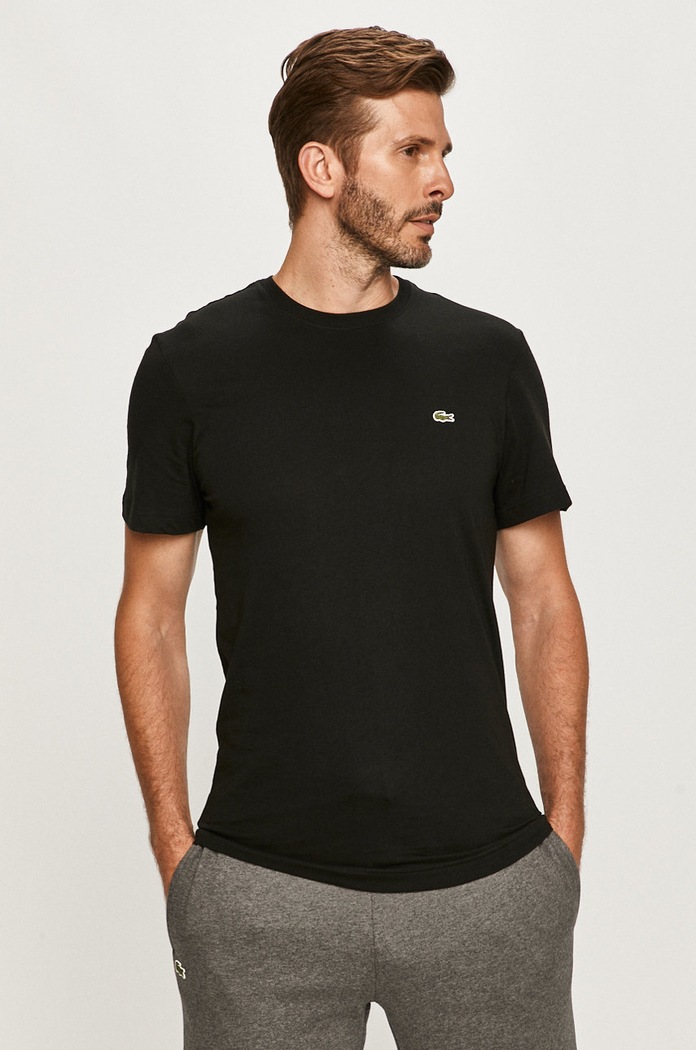 Lacoste T-shirt bawełniany męski gładkie zielony TH2038