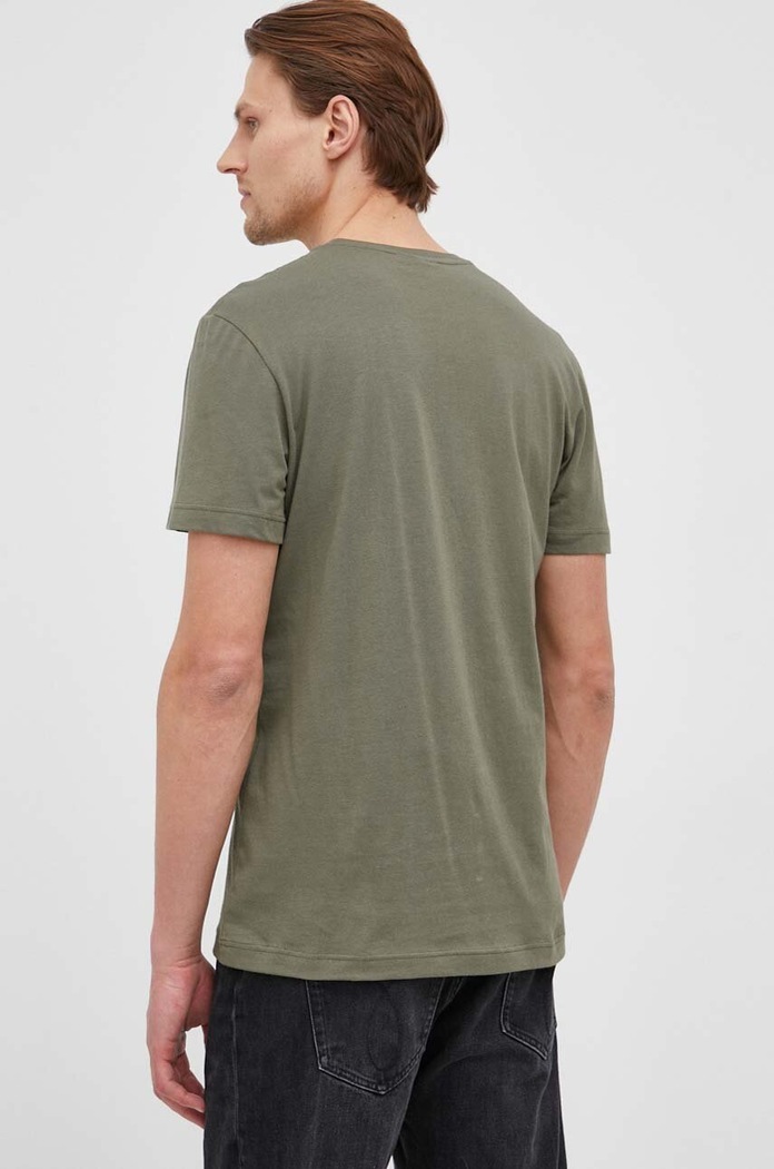 Ρούχα Lacoste T-shirt βαμβακερό ανδρικό TH2038 πράσινο