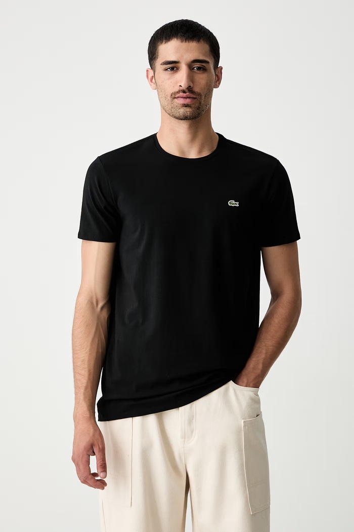 Lacoste футболка мужская хлопковая хлопок чёрный TH2038