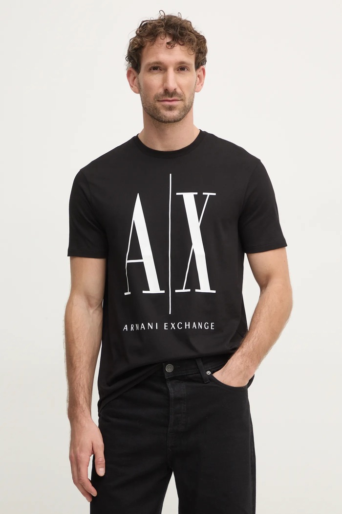 Armani Exchange t-shirt bawełniany nadruk czarny 8NZTPA.ZJH4Z.NOS