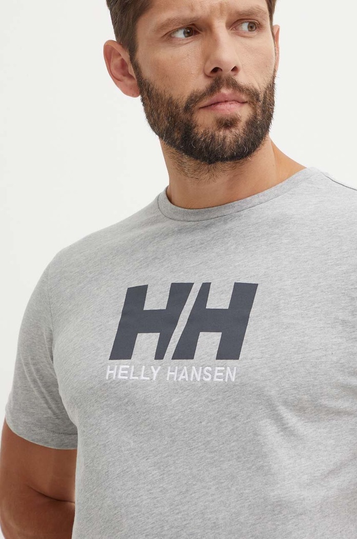 Βαμβακερό μπλουζάκι Helly Hansen γκρί 33979