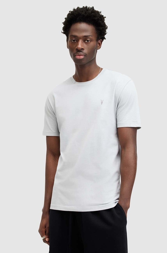 Pamučna majica AllSaints BRACE SS CREW bez uzorka siva MD131G
