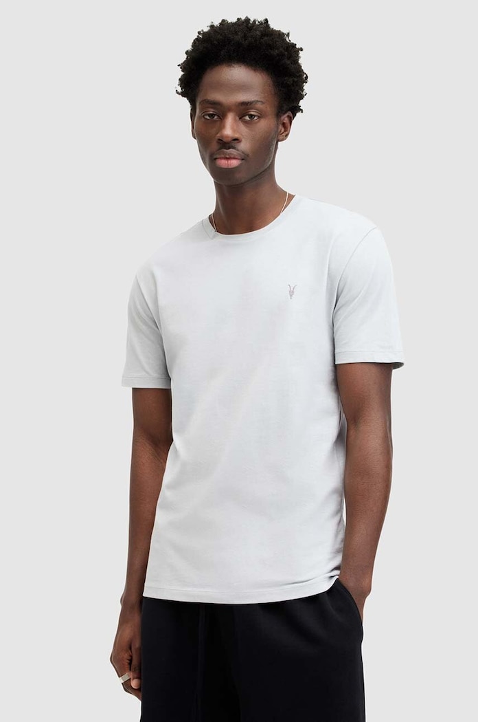 Pamučna majica AllSaints BRACE SS CREW bez uzorka siva MD131G