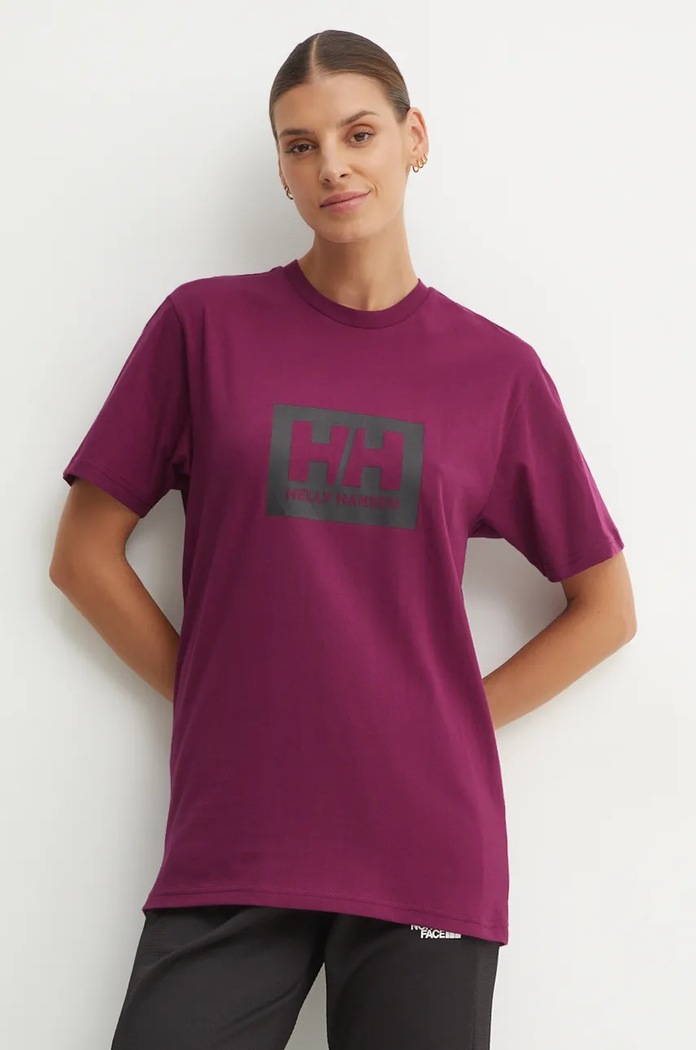 Helly Hansen t-shirt bawełniany TOKYO 53285 fioletowy AW24