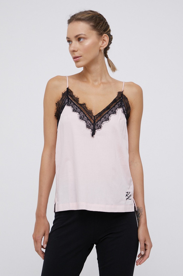 Top πιτζάμας Karl Lagerfeld ύφασμα ροζ 211W2123