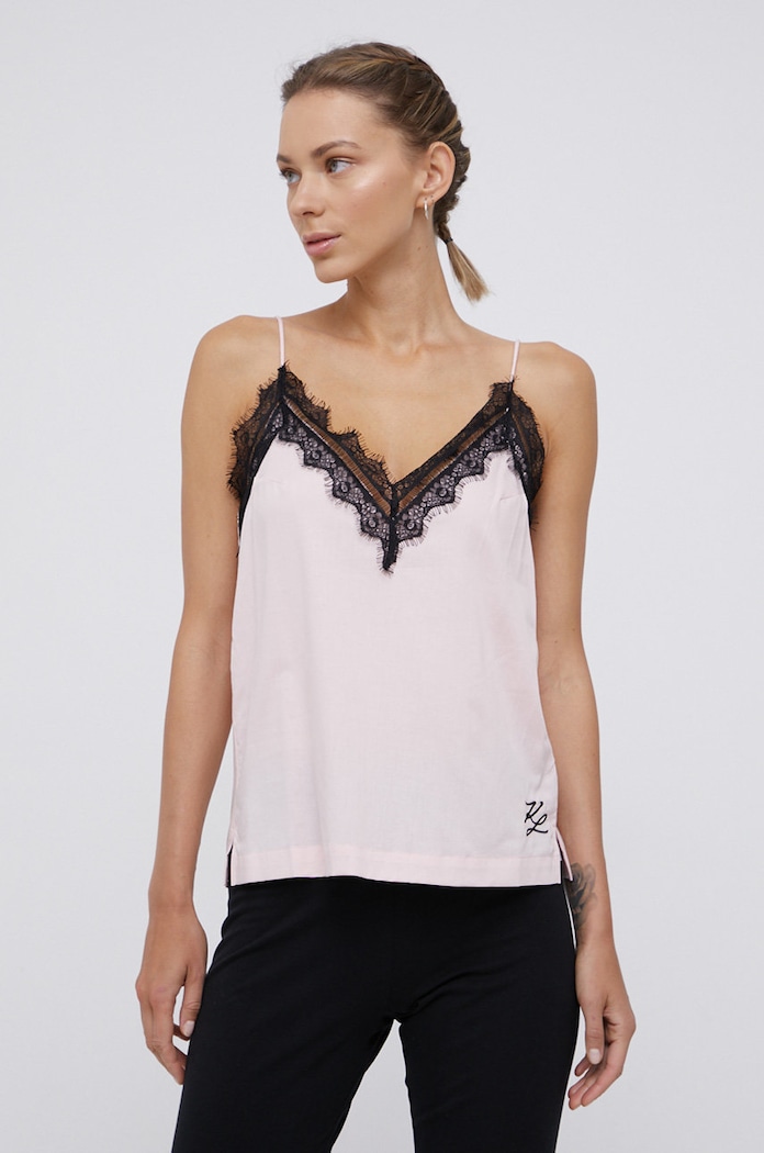 Top πιτζάμας Karl Lagerfeld ύφασμα ροζ 211W2123