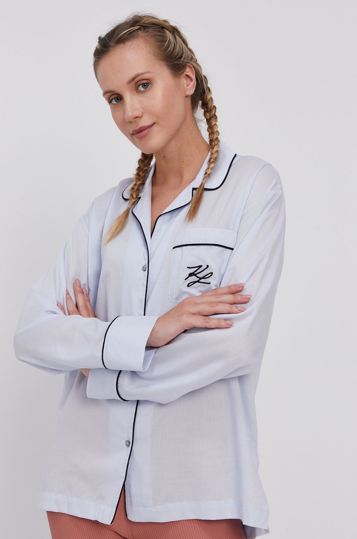 Pyžamová košeľa Karl Lagerfeld 211W2122 modrá SS21
