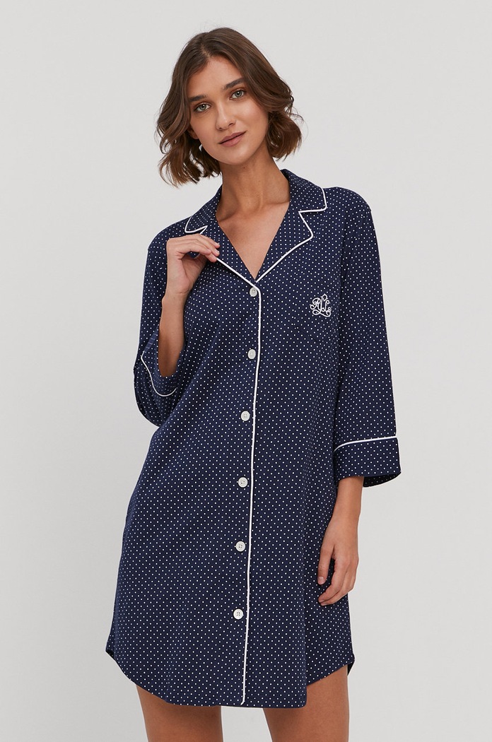 Lauren Ralph Lauren - Nočná košeľa bavlna tmavomodrá I813702