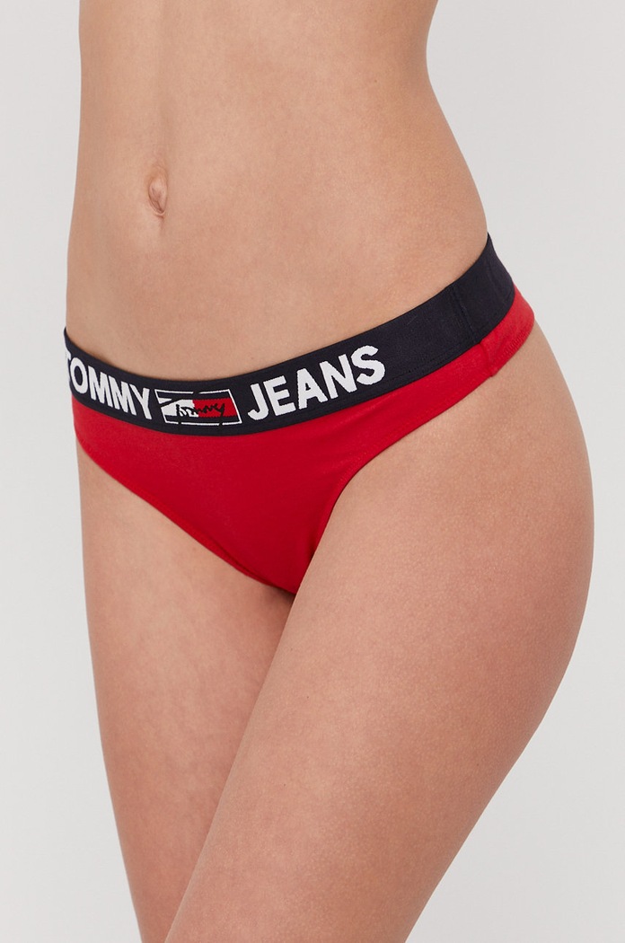Στρινγκ Tommy Jeans πλεκτό ύφασμα κόκκινο UW0UW02823.4891