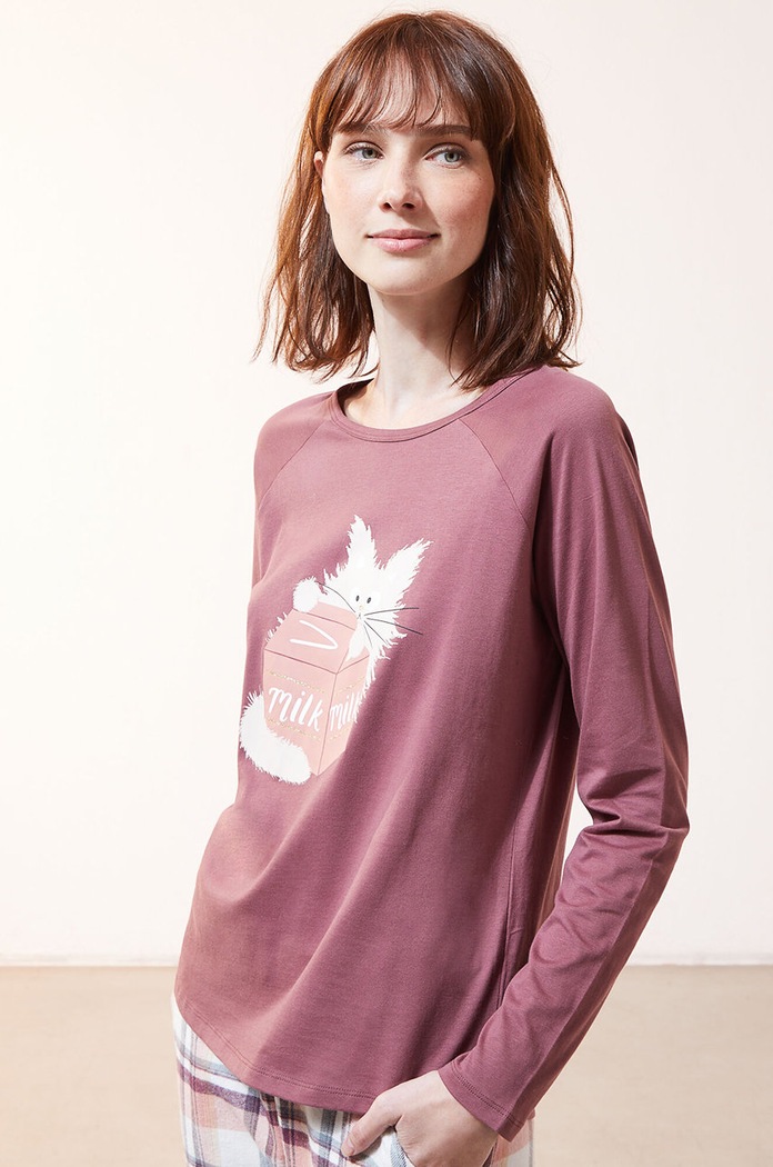 Etam - Pyžamové tričko s dlhým rukávom Fleur fialová 652347615