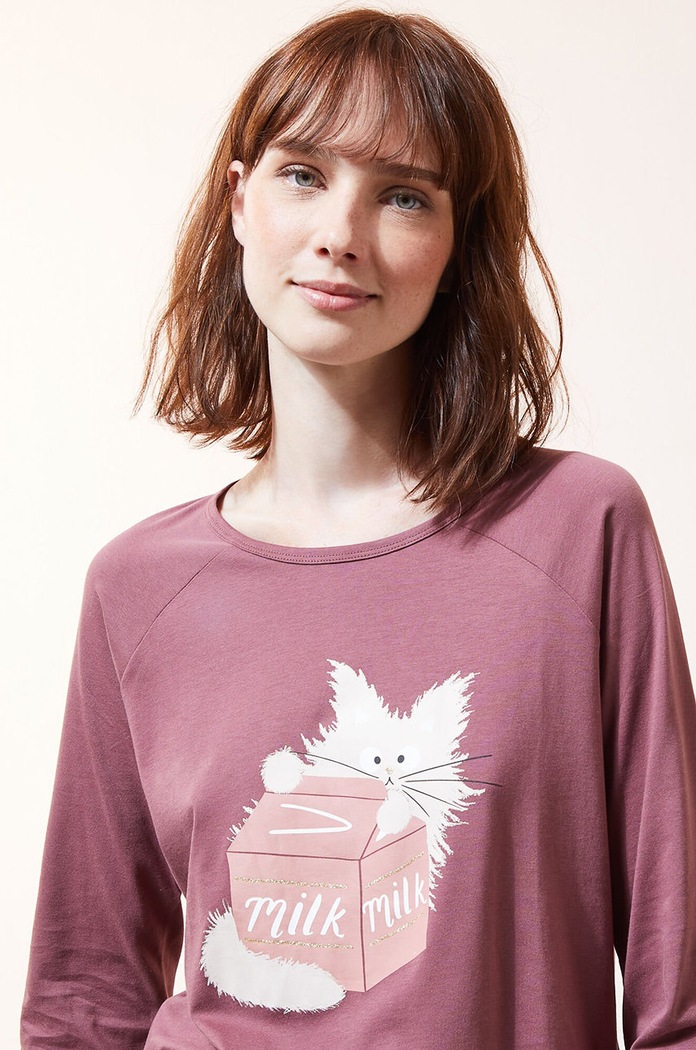 Etam - Pyžamové tričko s dlhým rukávom Fleur 652347615 fialová