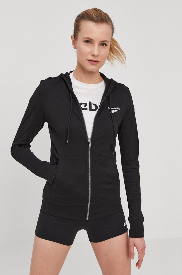 Reebok Hanorac de bumbac GL2548 uni negru GL2548