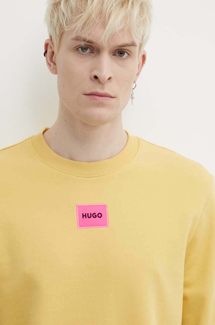 Bavlněná mikina HUGO Diragol212 žlutá 50447964