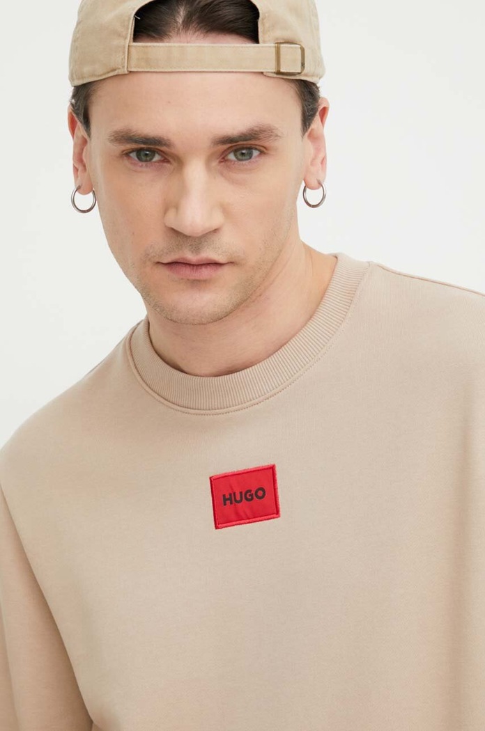 Bavlněná mikina HUGO Diragol212 béžová 50447964