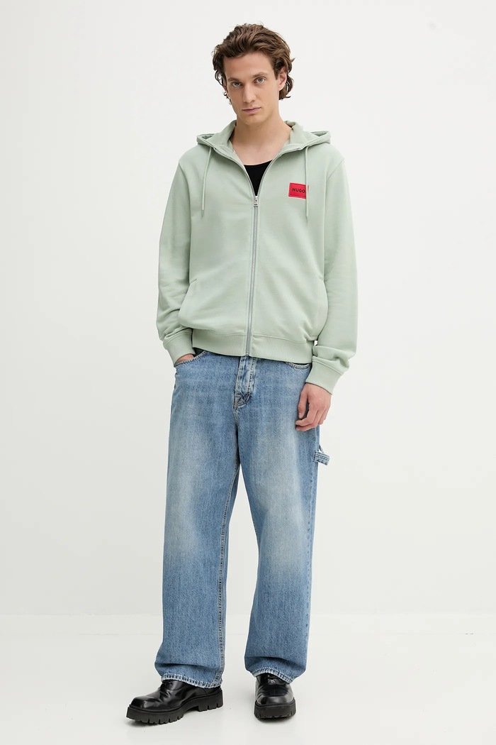HUGO bluza bawełniana Daple212 50447972 zielony AW25