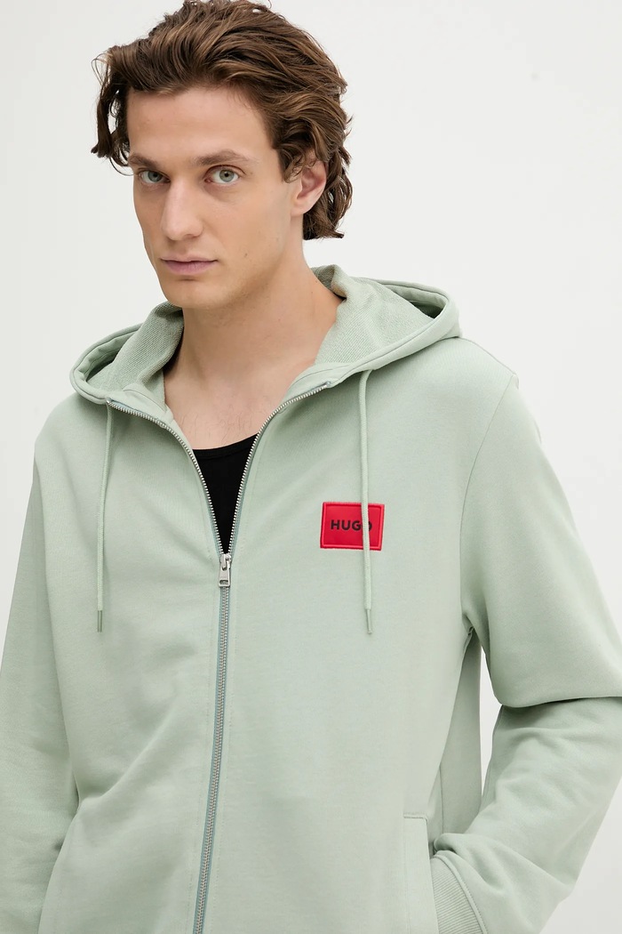 HUGO bluza bawełniana Daple212 zielony 50447972