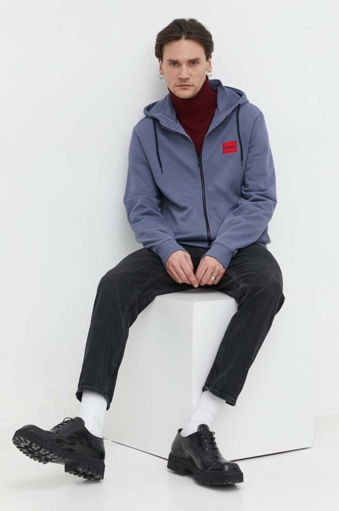 Бавовняна кофта HUGO Daple212 50447972 блакитний AW25