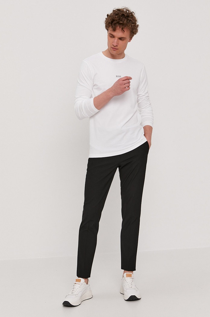 Tričko s dlouhým rukávem Boss Casual 50427455 bílá SS21
