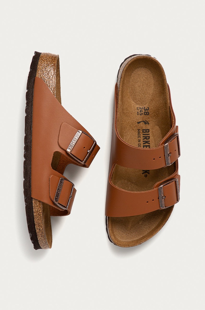 Birkenstock klapki skórzane Arizona brązowy 1019075