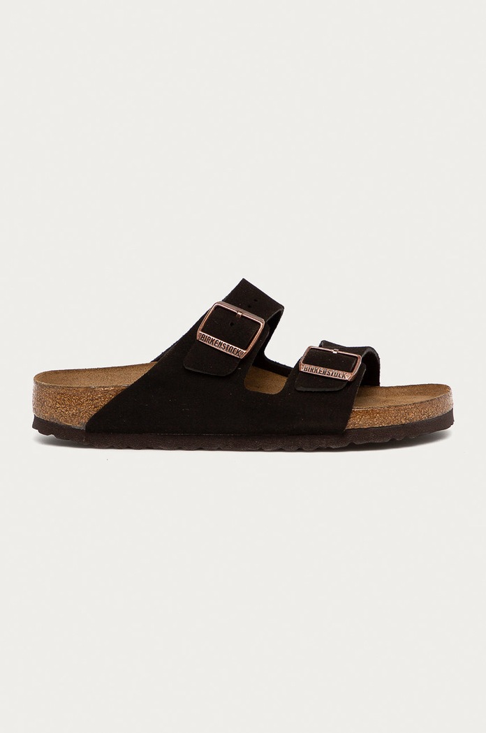 Παντόφλες σουέτ Birkenstock Arizona φλατ καφέ 951313