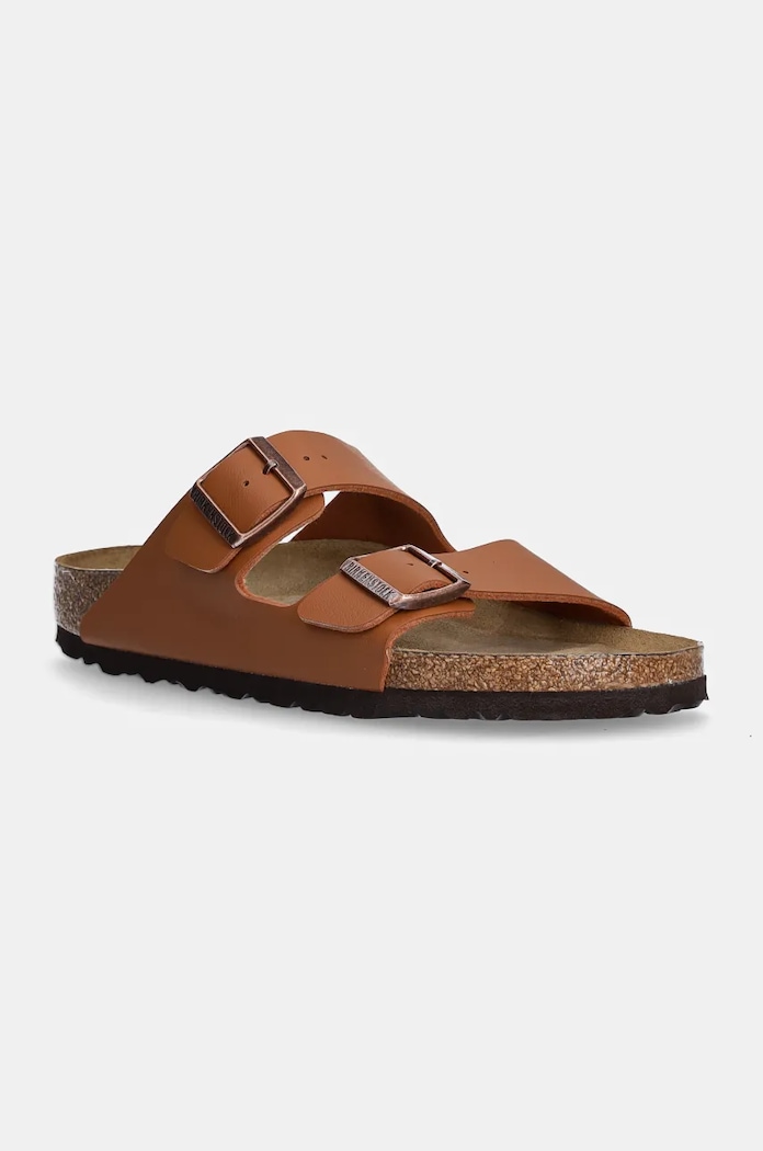 Birkenstock klapki Arizona imitacja skóry licowej brązowy 1019119