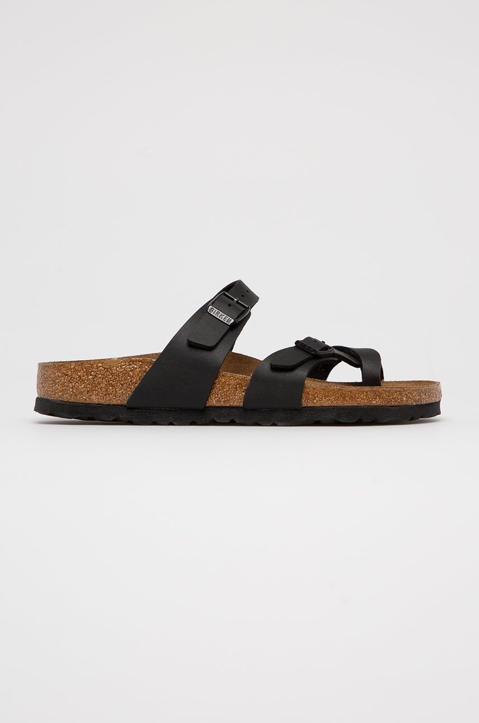 Birkenstock sliders Mayari faux grain leather black 71793