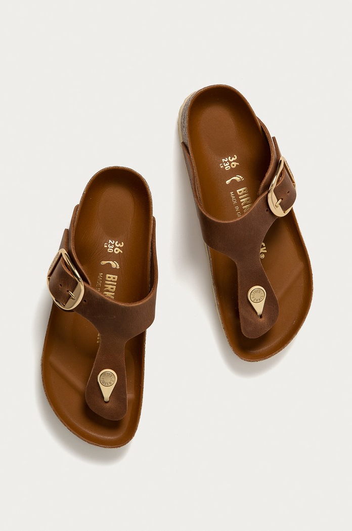 Cipők Birkenstock bőr flip-flop Gizeh Big Buckle 1018785 barna
