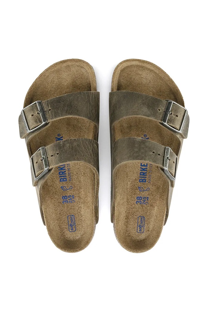 Kožené pantofle Birkenstock Arizona 1019377 zelená