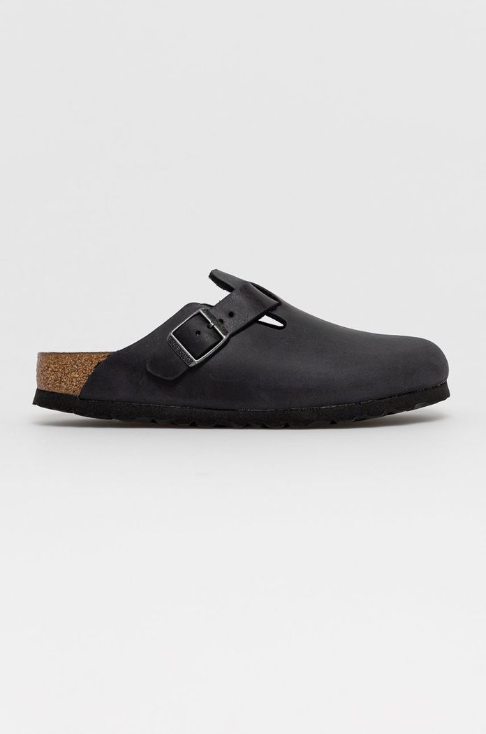 Kožené šľapky Birkenstock Boston usňová koža čierna 59463