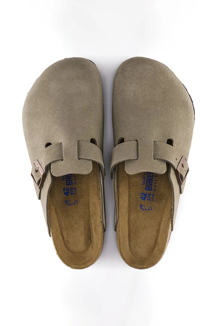 Birkenstock Boston klapki z zakrytymi palcami damskie zamszowe 560773 beżowy