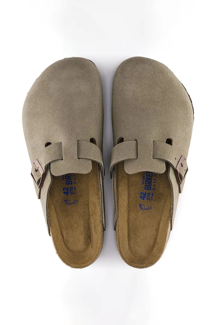 Birkenstock Boston klapki z zakrytymi palcami damskie zamszowe 560773 beżowy