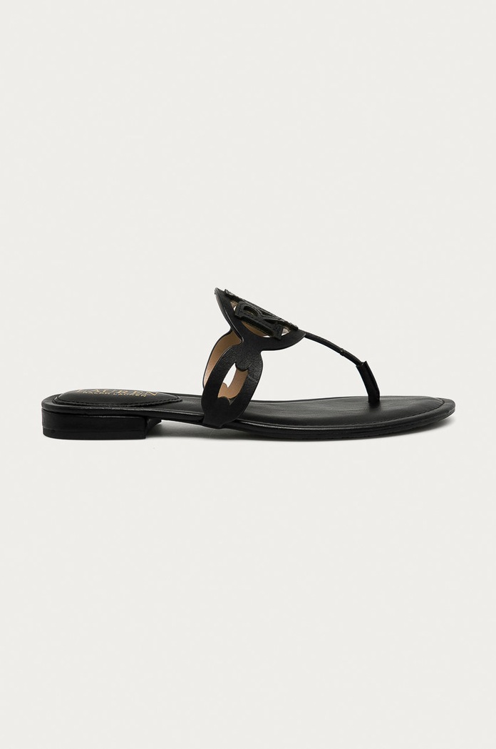 Lauren Ralph Lauren - Japonki skórzane 802840596001 płaski czarny 802840596001