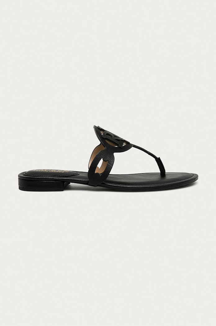 Lauren Ralph Lauren - Japonki skórzane 802840596001 płaski czarny 802840596001