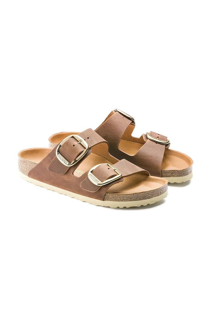 Δερμάτινες παντόφλες Birkenstock Arizona Big Buckle 1011072 καφέ SS21