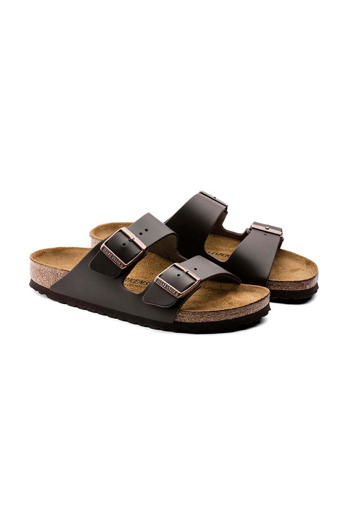 Birkenstock klapki skórzane Arizona brązowy 51101
