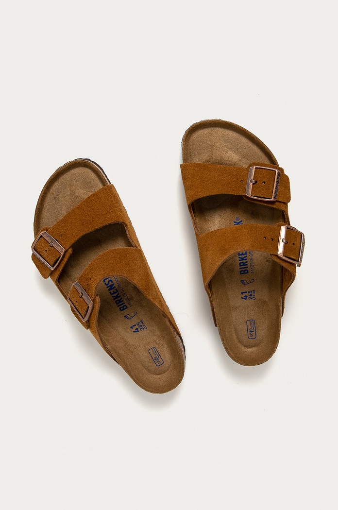 Shoes Birkenstock suede sliders Arizona 1009526 brown