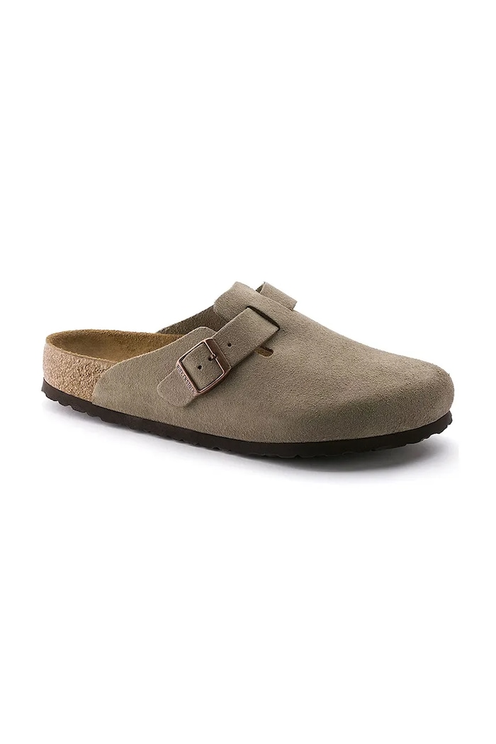 Birkenstock papuci bărbați piele întoarsă Boston 560771 bej AA00