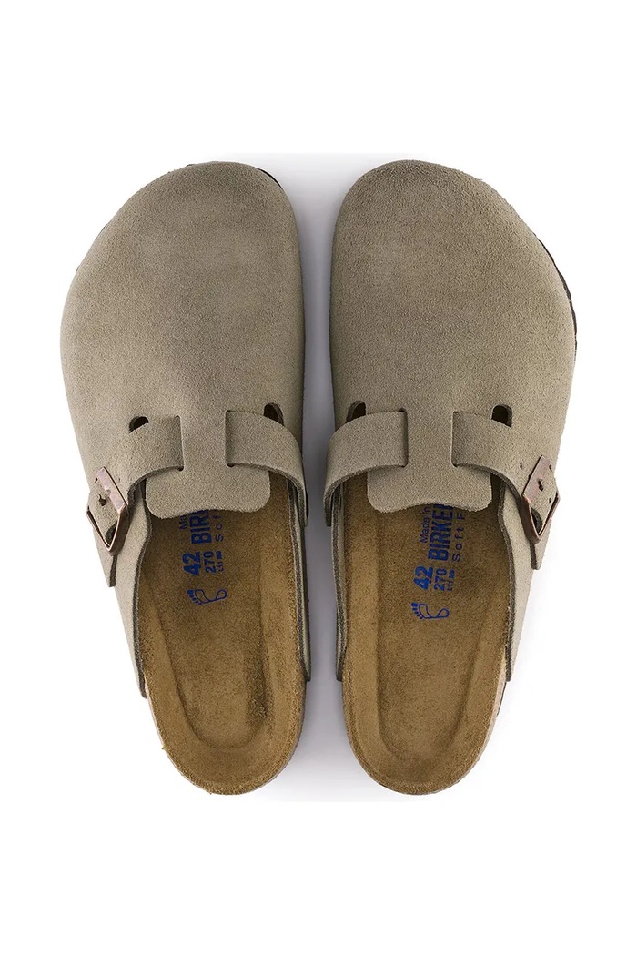Birkenstock papuci bărbați piele întoarsă Boston 560771 bej