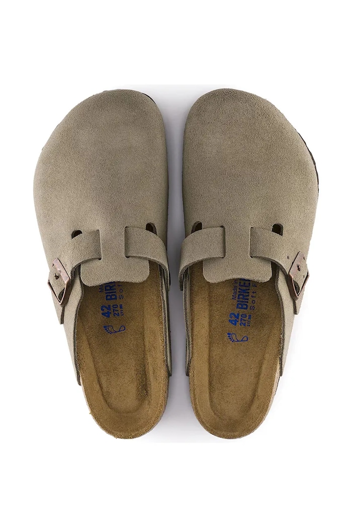 Birkenstock papuci bărbați piele întoarsă Boston 560771 bej