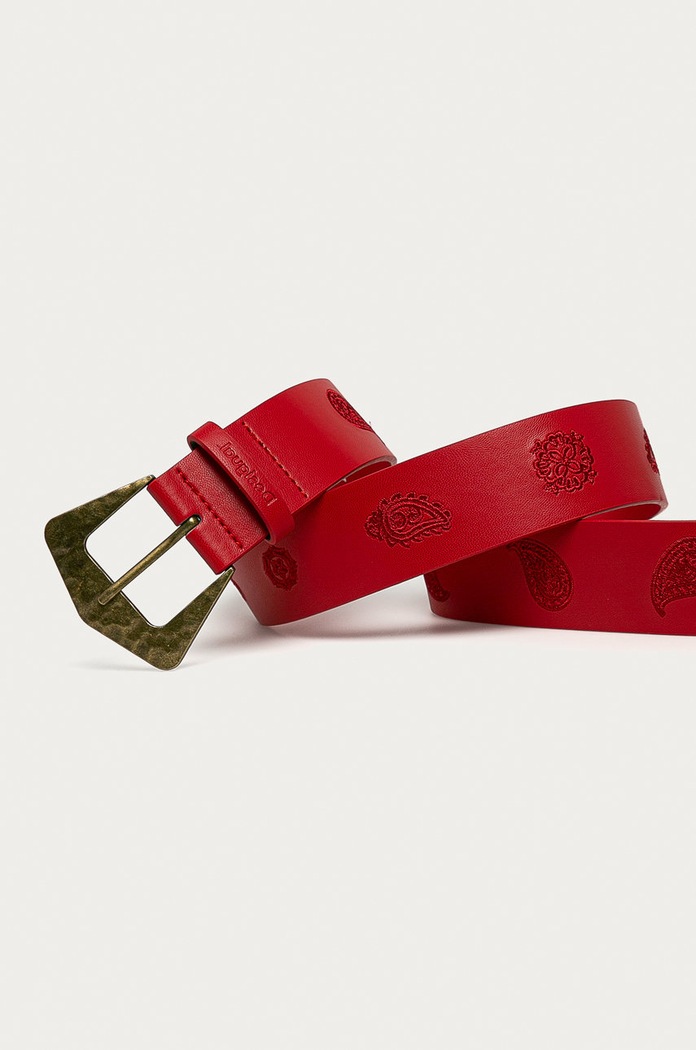 Desigual - Pasek skórzany 21SARL02 21SARL02 czerwony SS21