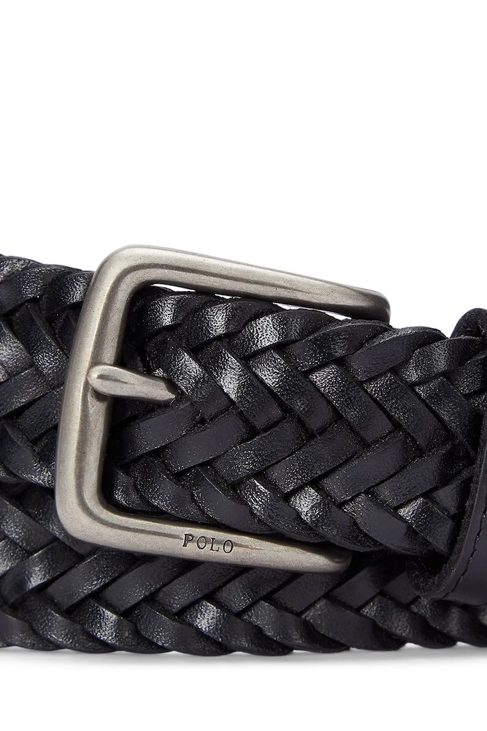 Polo Ralph Lauren curea împletită pentru bărbați din piele 405805019 negru SS26