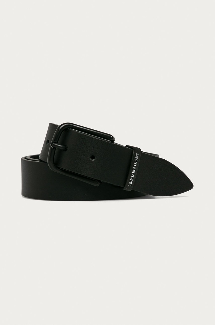 Trussardi Jeans - Pasek skórzany czarny 71L00081.9Y099996