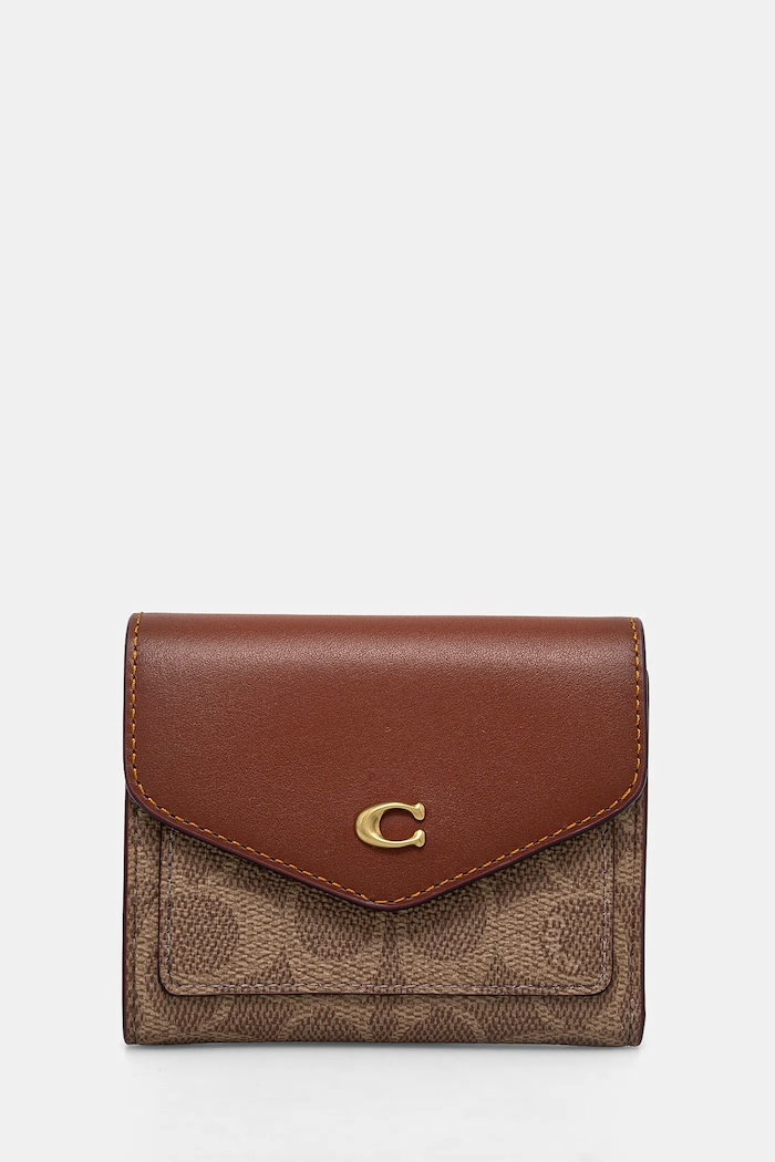 Coach - Δερμάτινο πορτοφόλι λείο δέρμα καφέ C2329