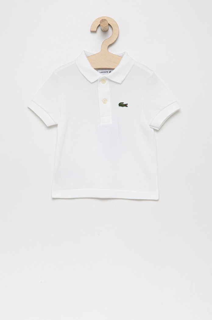 Detská bavlenná polokošeľa Lacoste bavlna biela PJ2909