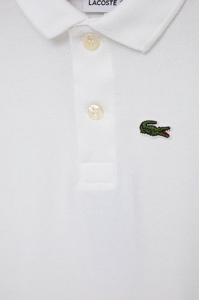 Chlapec Detská bavlenná polokošeľa Lacoste PJ2909 biela