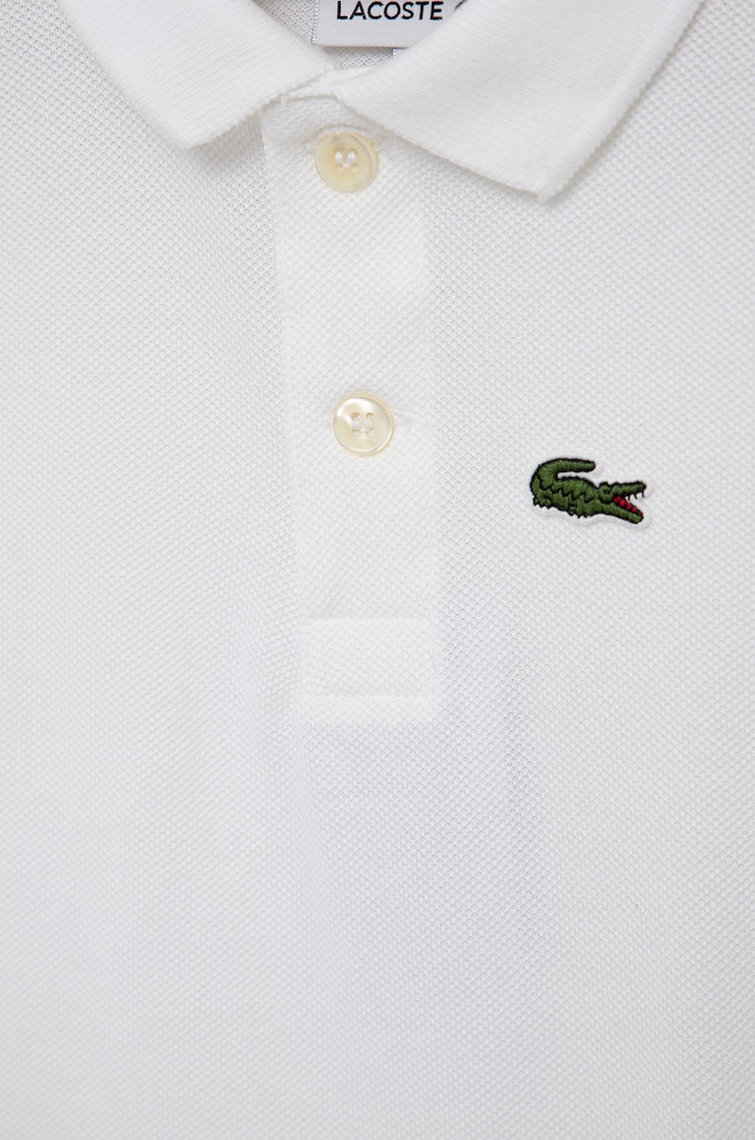 Chlapec Detská bavlenná polokošeľa Lacoste PJ2909 biela