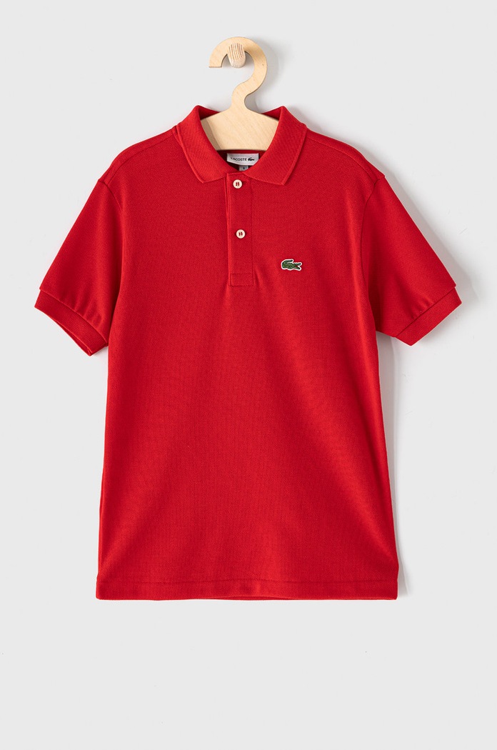 Lacoste Detská bavlenná polokošeľa Lacoste červená PJ2909