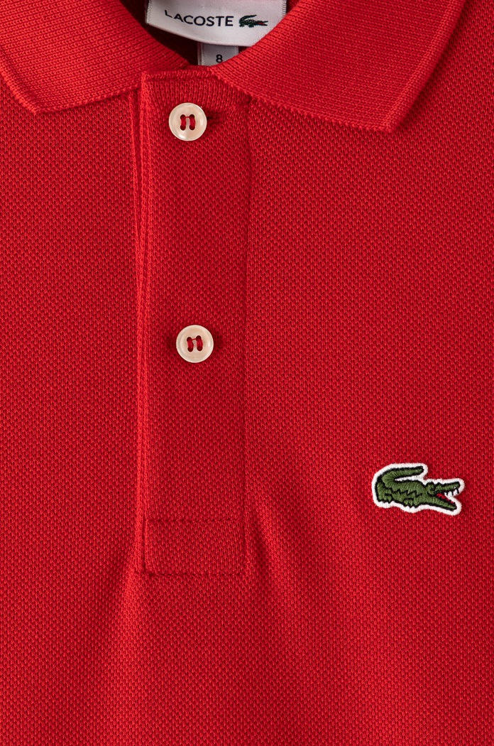 Chlapec Lacoste Detská bavlenná polokošeľa Lacoste PJ2909 červená