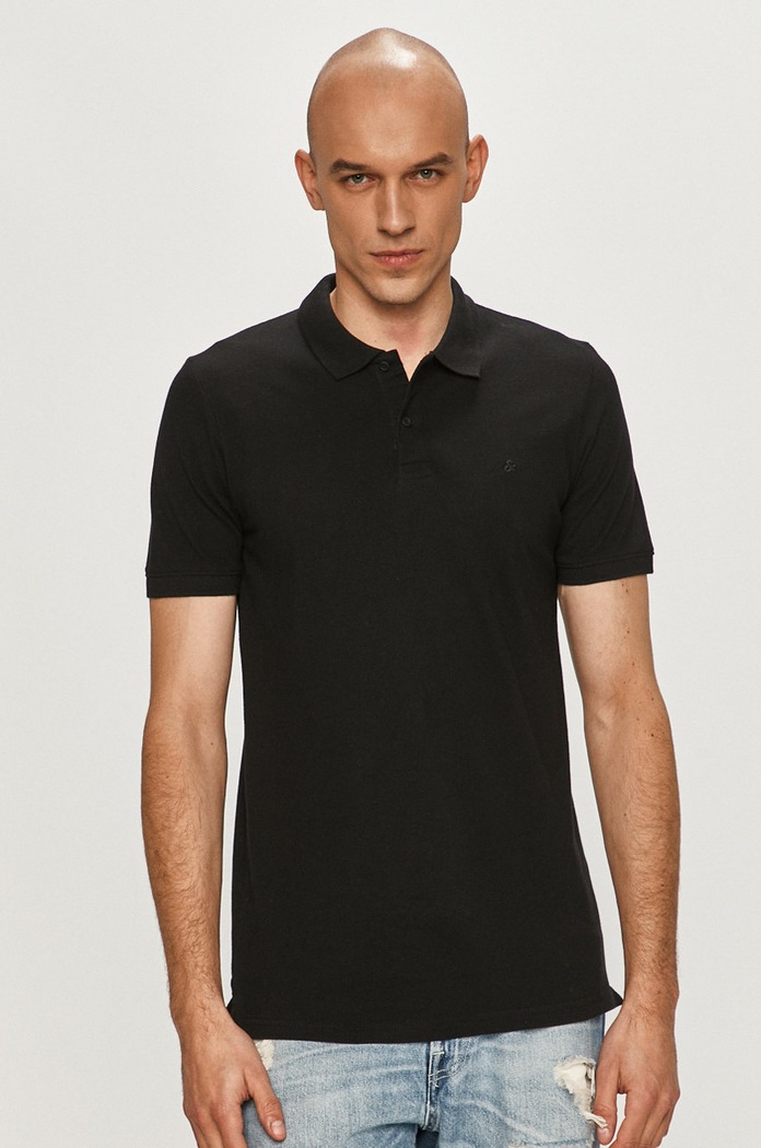 Polo tričko Jack & Jones bavlna čierna 12191215